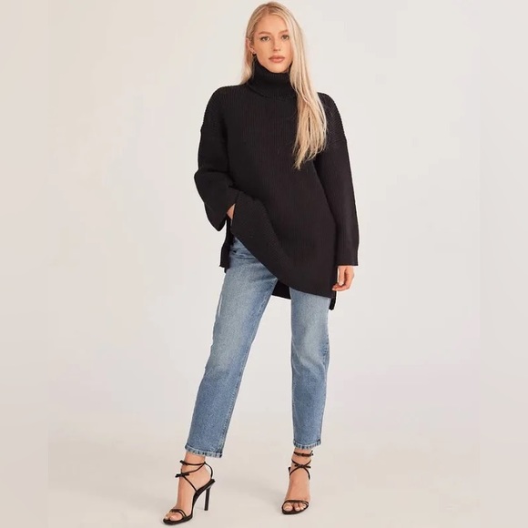 NWOT A NEW DAY WOMANS TURTLENECK HIGH LOW SIDE SLIT OVERSIZED SWEATER/ DRESS - Picture 2 of 5